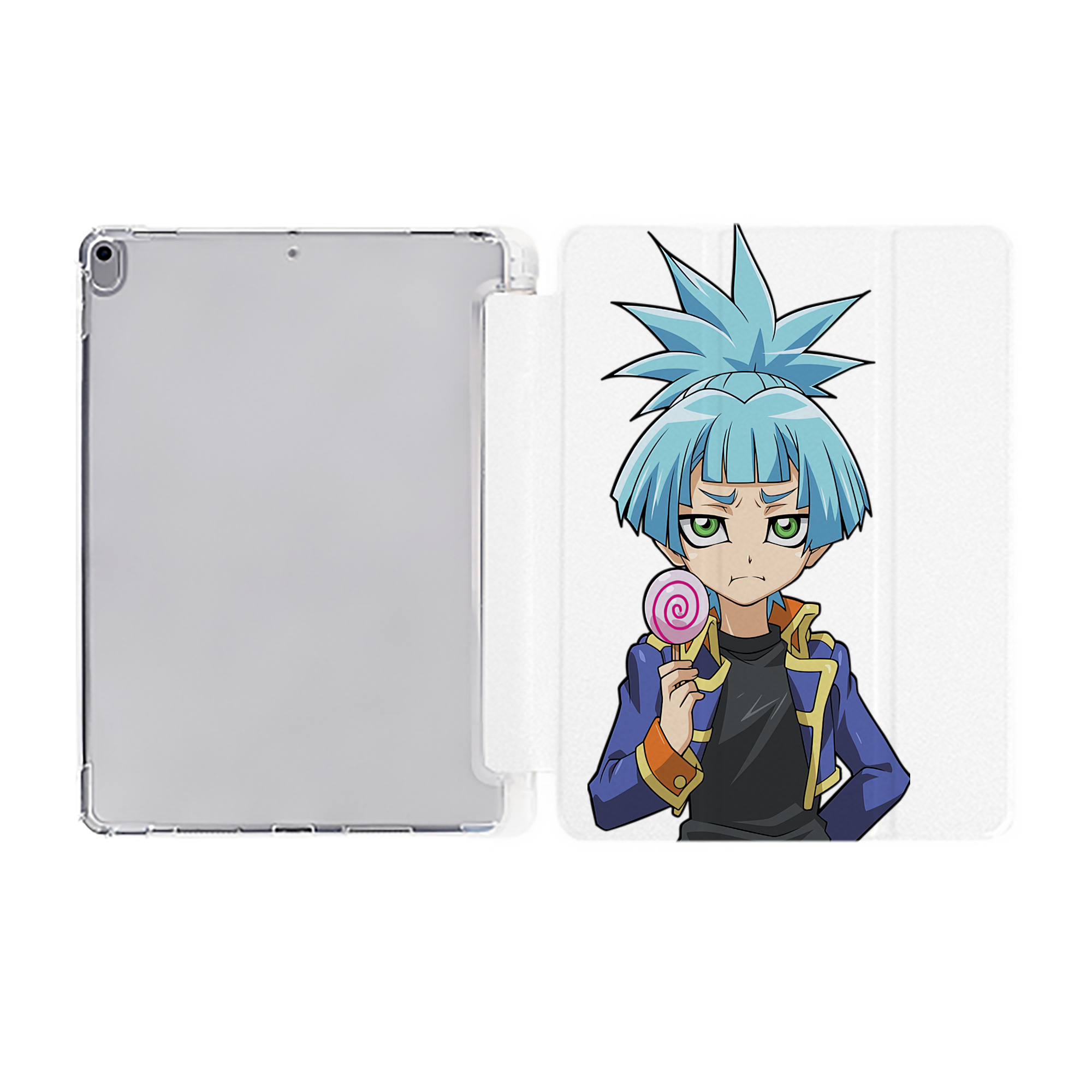（画像用） 遊☆戯☆王 Yu-Gi-Oh! IPad ケース ペン収納付き 三つ折りスタンド PUレザー×シリコン 対応機種9.5/10.5/10.9インチ